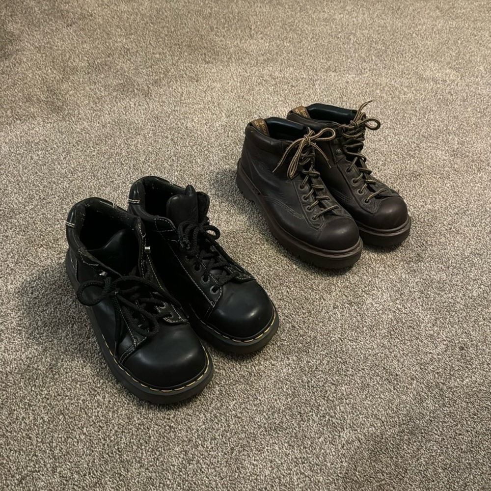 Doc martens size 9 in black and size 8.5 in brown